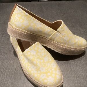 Yellow Floral Slip-On Espadrilles